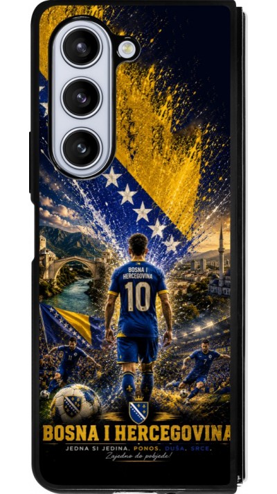 Coque Samsung Galaxy Z Fold5 - Silicone rigide noir Football Bosnie-Herzégovine splash 2026