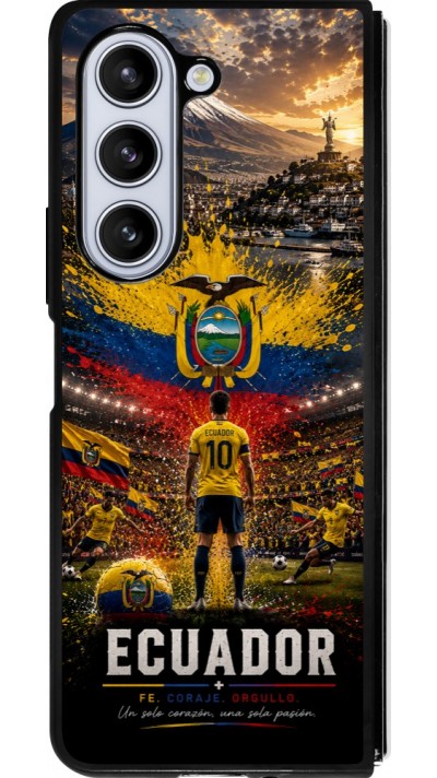 Coque Samsung Galaxy Z Fold5 - Silicone rigide noir Football Équateur splash 2026