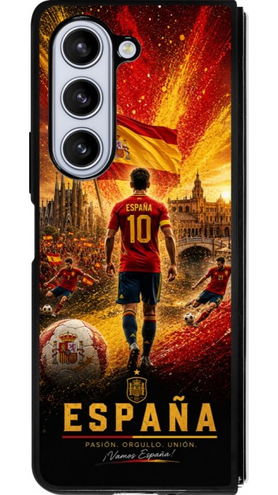 Coque Samsung Galaxy Z Fold5 - Silicone rigide noir Football Espagne splash 2026