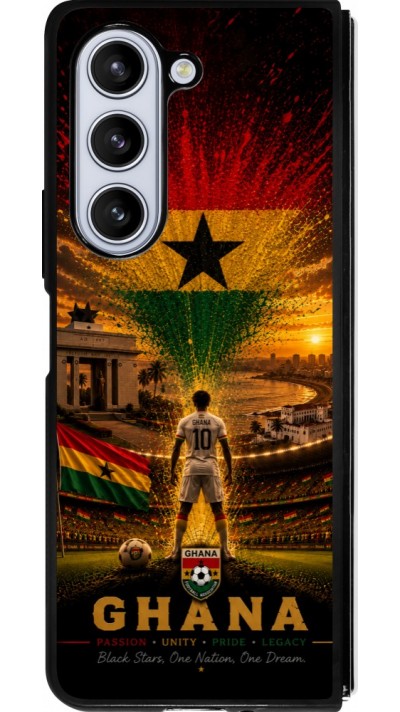 Coque Samsung Galaxy Z Fold5 - Silicone rigide noir Football Ghana splash 2026