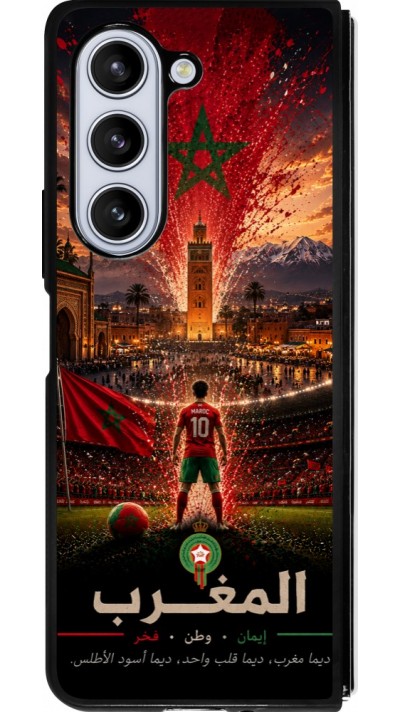 Coque Samsung Galaxy Z Fold5 - Silicone rigide noir Football Maroc splash 2026