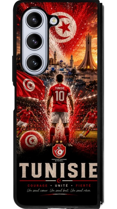 Coque Samsung Galaxy Z Fold5 - Silicone rigide noir Football Tunisie splash 2026