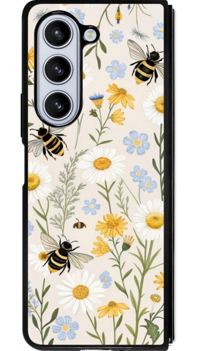 Coque Samsung Galaxy Z Fold5 - Silicone rigide noir Pattern bees Spring 2026