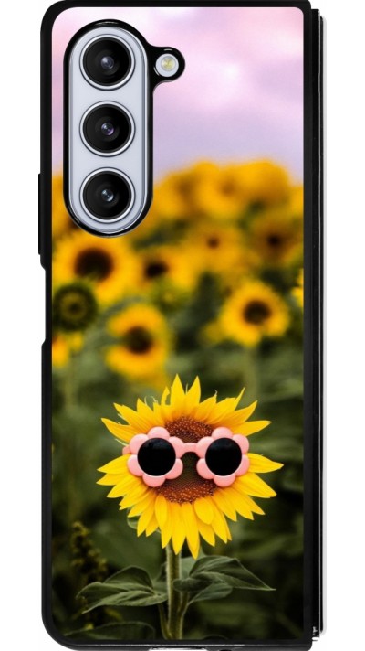 Coque Samsung Galaxy Z Fold5 - Silicone rigide noir Sunflower with glasses Spring 2026