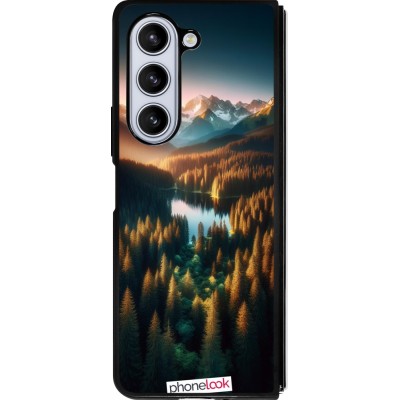 Samsung Galaxy Z Fold5 Case Hülle - Silikon schwarz Sonnenuntergang Waldsee