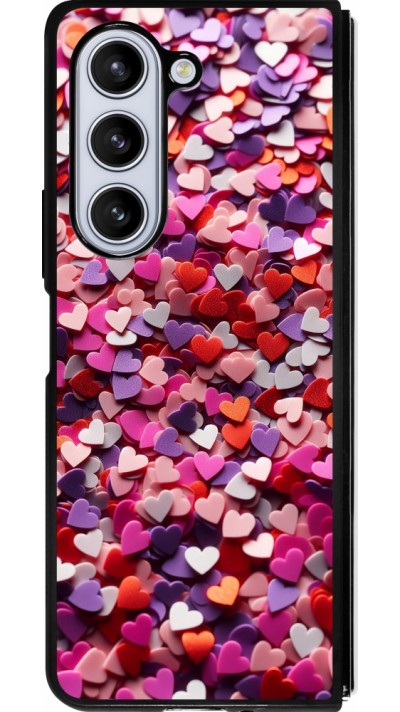 Samsung Galaxy Z Fold5 Case Hülle - Silikon schwarz Valentin 2025 Konfetti