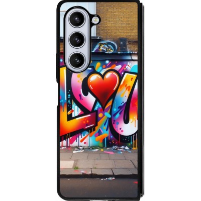Samsung Galaxy Z Fold5 Case Hülle - Silikon schwarz Valentin 2025 Liebe U Tag