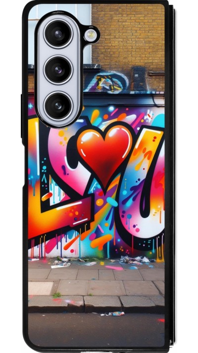 Samsung Galaxy Z Fold5 Case Hülle - Silikon schwarz Valentin 2025 Liebe U Tag