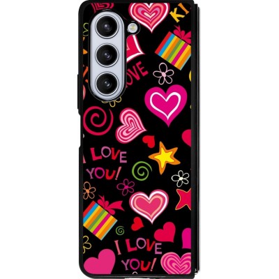 Samsung Galaxy Z Fold5 Case Hülle - Silikon schwarz Valentine 2023 love symbols