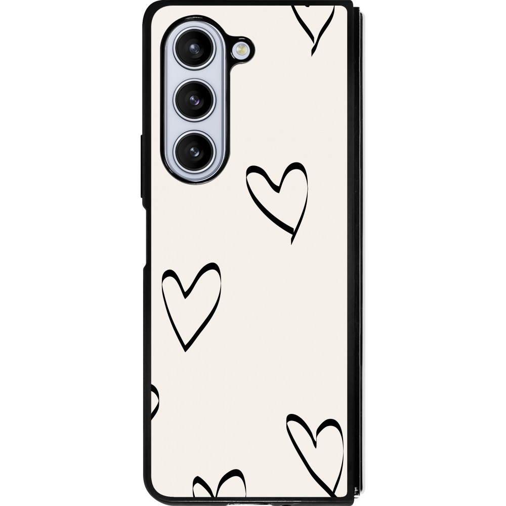 Samsung Galaxy Z Fold5 Case Hülle - Silikon schwarz Valentine 2023 minimalist hearts