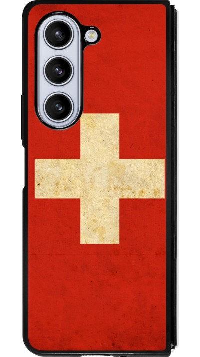 Samsung Galaxy Z Fold5 Case Hülle - Silikon schwarz Vintage Flag SWISS