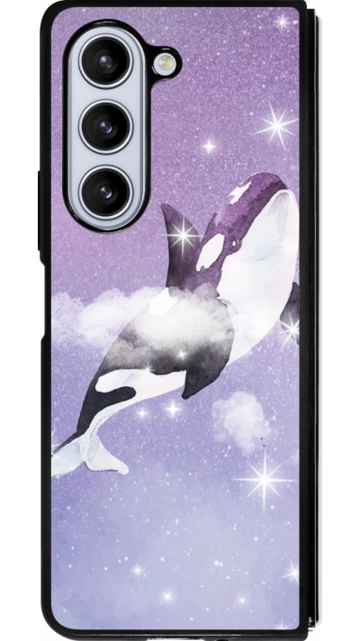 Samsung Galaxy Z Fold5 Case Hülle - Silikon schwarz Whale in sparking stars