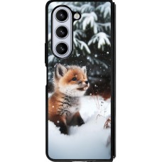 Samsung Galaxy Z Fold5 Case Hülle - Silikon schwarz Weihnachten 2023 Fuechslein Tanne