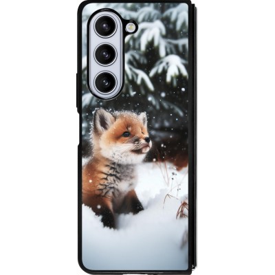 Samsung Galaxy Z Fold5 Case Hülle - Silikon schwarz Weihnachten 2023 Fuechslein Tanne