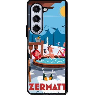 Samsung Galaxy Z Fold5 Case Hülle - Silikon schwarz Zermatt Mountain Jacuzzi