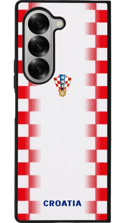 Coque Samsung Galaxy Z Fold6 - Silicone rigide noir Maillot de football Croatie 2026 personnalisable
