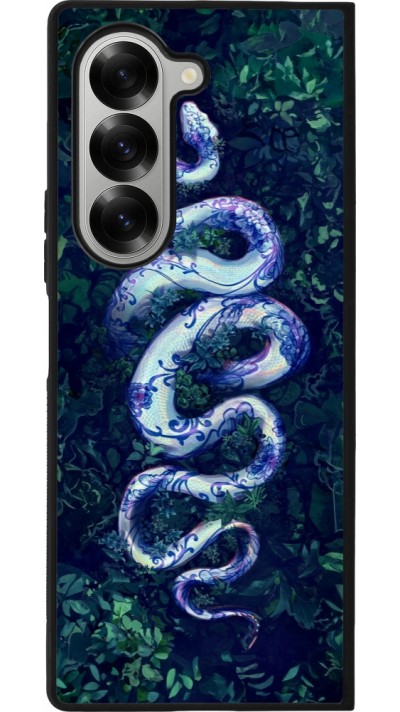 Samsung Galaxy Z Fold6 Case Hülle - Silikon schwarz Snake Blue Anaconda