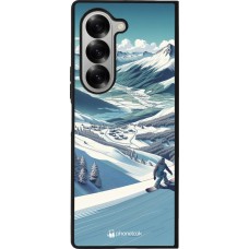 Samsung Galaxy Z Fold6 Case Hülle - Silikon schwarz Snowboarder Berg