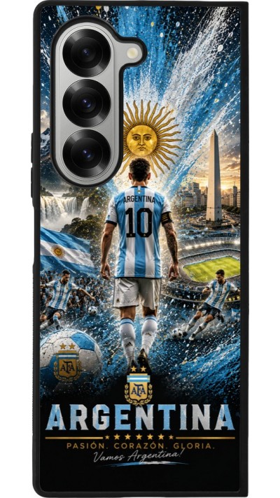 Coque Samsung Galaxy Z Fold6 - Silicone rigide noir Football Argentine splash 2026