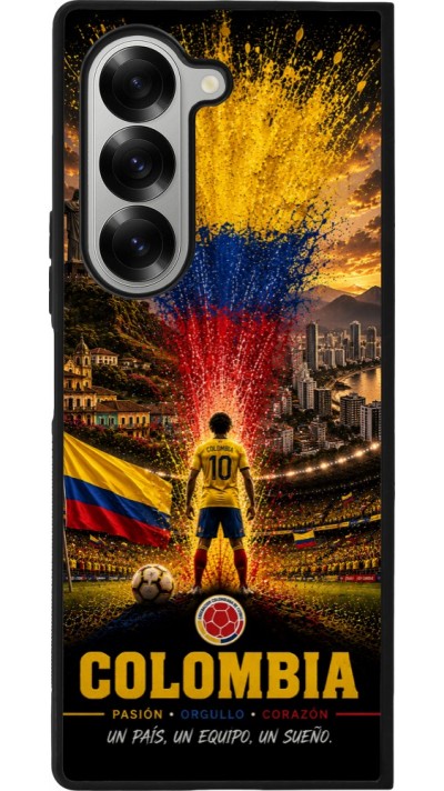 Coque Samsung Galaxy Z Fold6 - Silicone rigide noir Football Colombie splash 2026