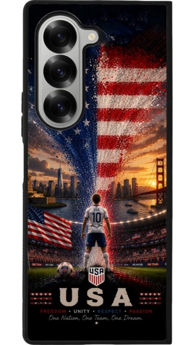Coque Samsung Galaxy Z Fold6 - Silicone rigide noir Football États-Unis splash 2026