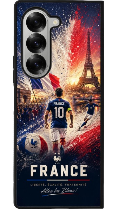 Coque Samsung Galaxy Z Fold6 - Silicone rigide noir Football France splash 2026