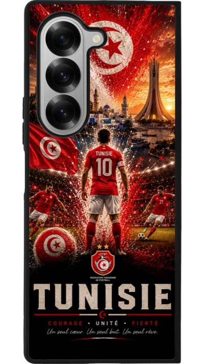 Coque Samsung Galaxy Z Fold6 - Silicone rigide noir Football Tunisie splash 2026