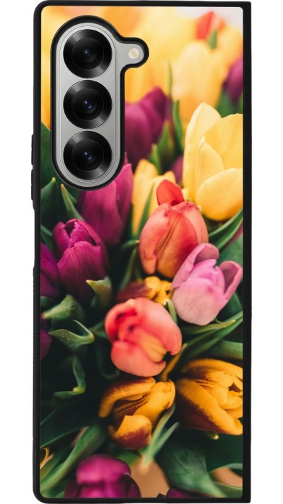 Coque Samsung Galaxy Z Fold6 - Silicone rigide noir Bouquet of tulips Spring 2026