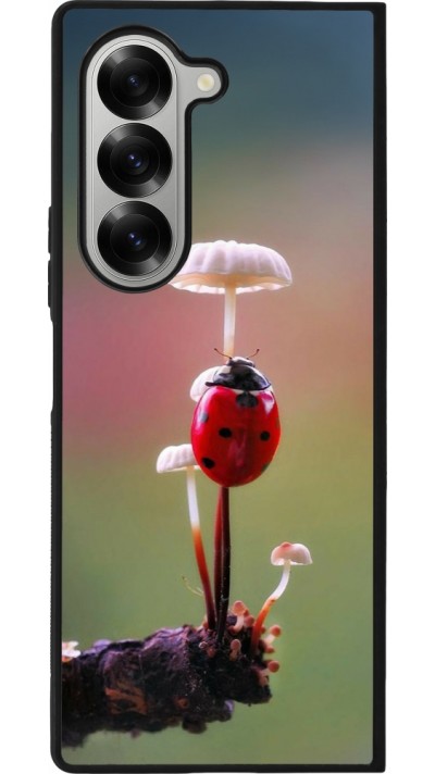Coque Samsung Galaxy Z Fold6 - Silicone rigide noir Ladybird on a mushroom Spring 2026