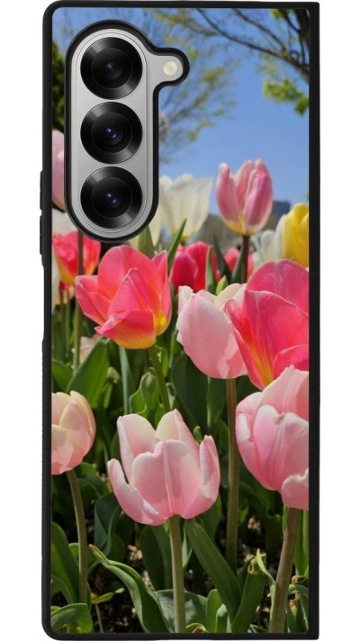 Coque Samsung Galaxy Z Fold6 - Silicone rigide noir Tulips Spring 2026