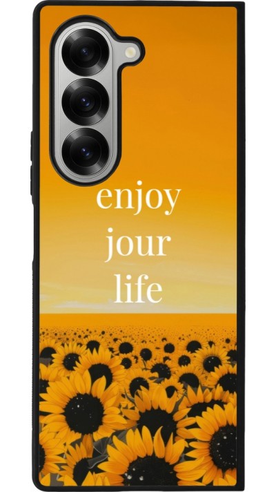 Coque Samsung Galaxy Z Fold6 - Silicone rigide noir Summer 2025 Enjoy your life
