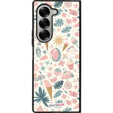 Samsung Galaxy Z Fold6 Case Hülle - Silikon schwarz Sommer Pink Muster