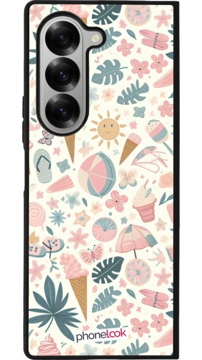 Samsung Galaxy Z Fold6 Case Hülle - Silikon schwarz Sommer Pink Muster