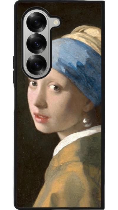 Coque Samsung Galaxy Z Fold6 - Silicone rigide noir Tableau art - La Jeune fille à la perle - Johannes Vermeer