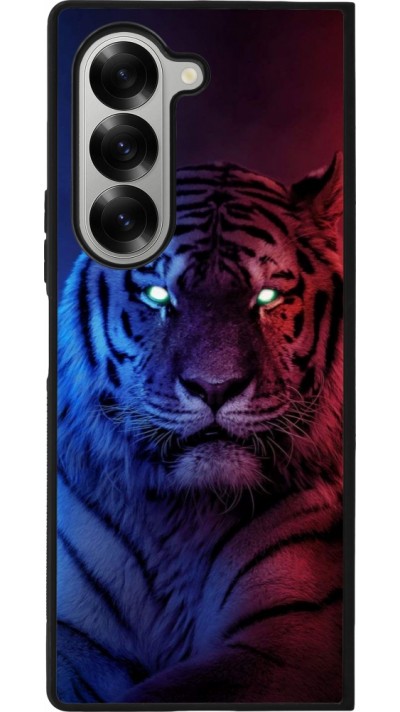 Coque Samsung Galaxy Z Fold6 - Silicone rigide noir Tiger Blue Red