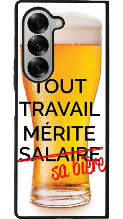 Coque Samsung Galaxy Z Fold6 - Silicone rigide noir Tout travail mérite sa bière