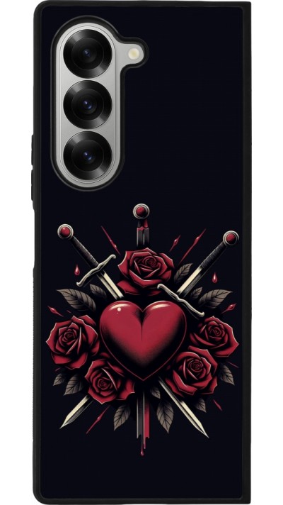 Coque Samsung Galaxy Z Fold6 - Silicone rigide noir Valentine 2024 gothic love