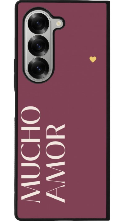 Coque Samsung Galaxy Z Fold6 - Silicone rigide noir Valentine 2024 mucho amor rosado