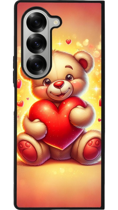 Coque Samsung Galaxy Z Fold6 - Silicone rigide noir Valentine 2024 Teddy love