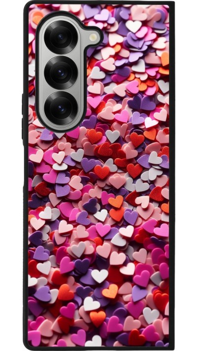 Coque Samsung Galaxy Z Fold6 - Silicone rigide noir Valentine 2025 Confetti