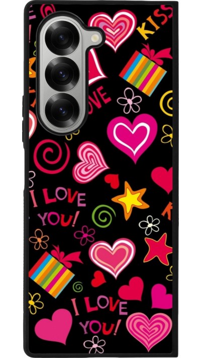 Coque Samsung Galaxy Z Fold6 - Silicone rigide noir Valentine 2023 love symbols