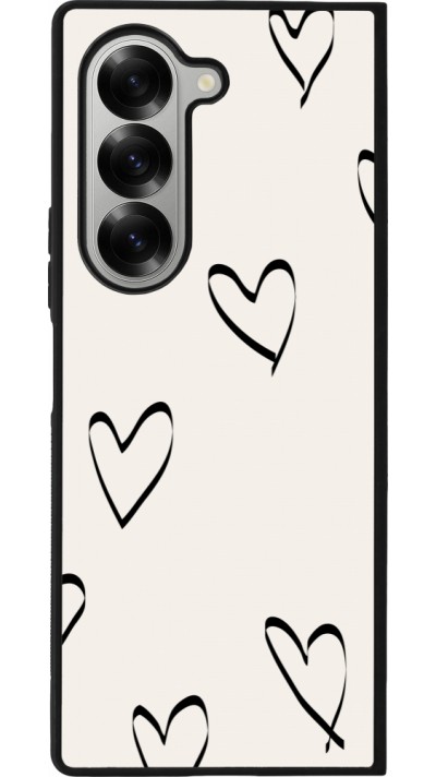 Coque Samsung Galaxy Z Fold6 - Silicone rigide noir Valentine 2023 minimalist hearts