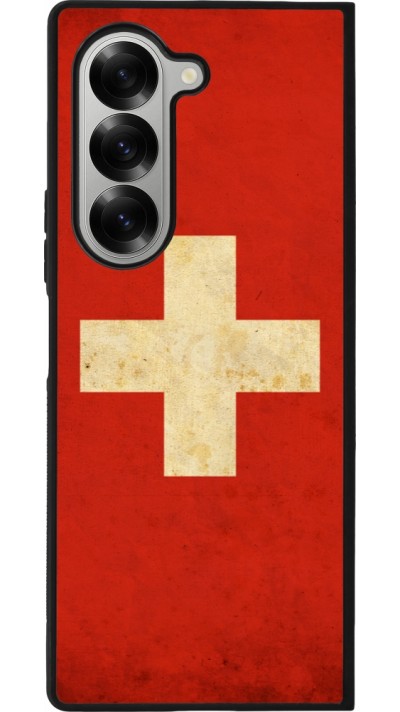 Coque Samsung Galaxy Z Fold6 - Silicone rigide noir Vintage Flag SWISS