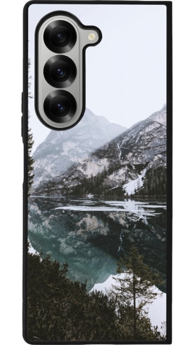 Coque Samsung Galaxy Z Fold6 - Silicone rigide noir Winter 22 snowy mountain and lake