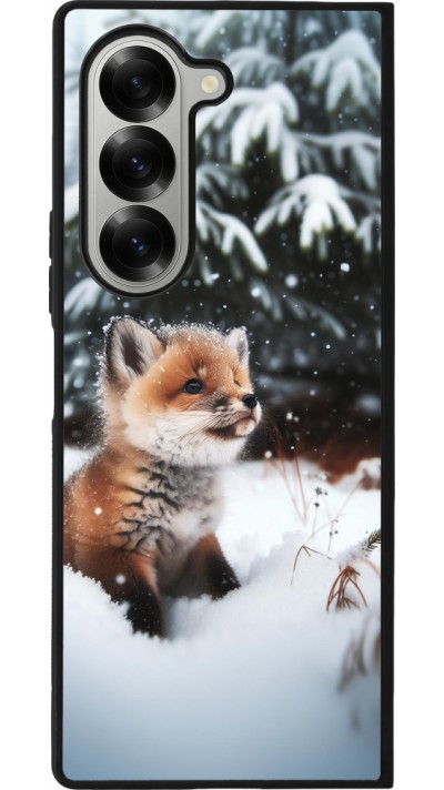 Samsung Galaxy Z Fold6 Case Hülle - Silikon schwarz Weihnachten 2023 Fuechslein Tanne