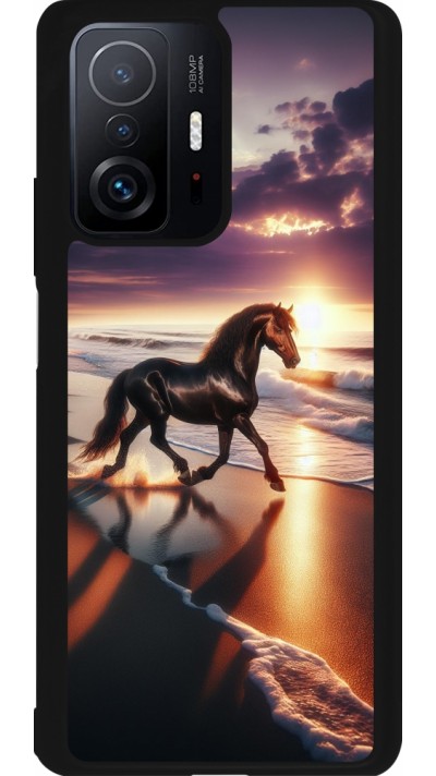 Xiaomi 11T Case Hülle - Silikon schwarz Pferd majestätisch Strand