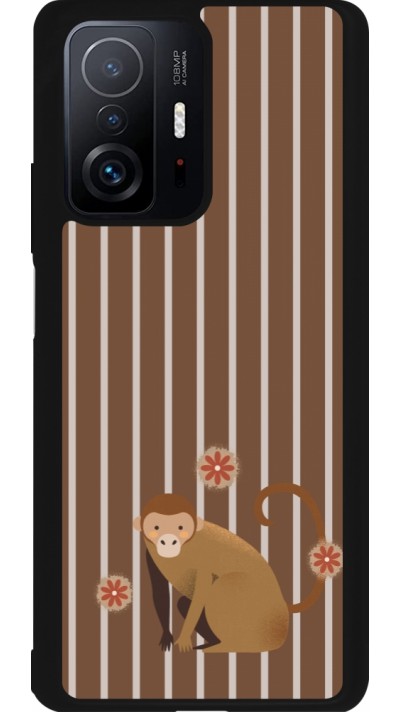 Coque Xiaomi 11T - Silicone rigide noir Monkey with stripes