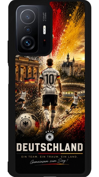 Coque Xiaomi 11T - Silicone rigide noir Football Allemagne splash 2026