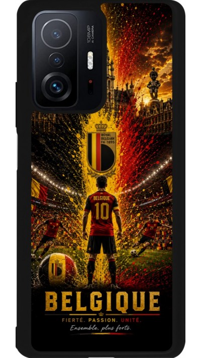 Coque Xiaomi 11T - Silicone rigide noir Football Belgique splash 2026