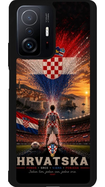 Coque Xiaomi 11T - Silicone rigide noir Football Croatie splash 2026